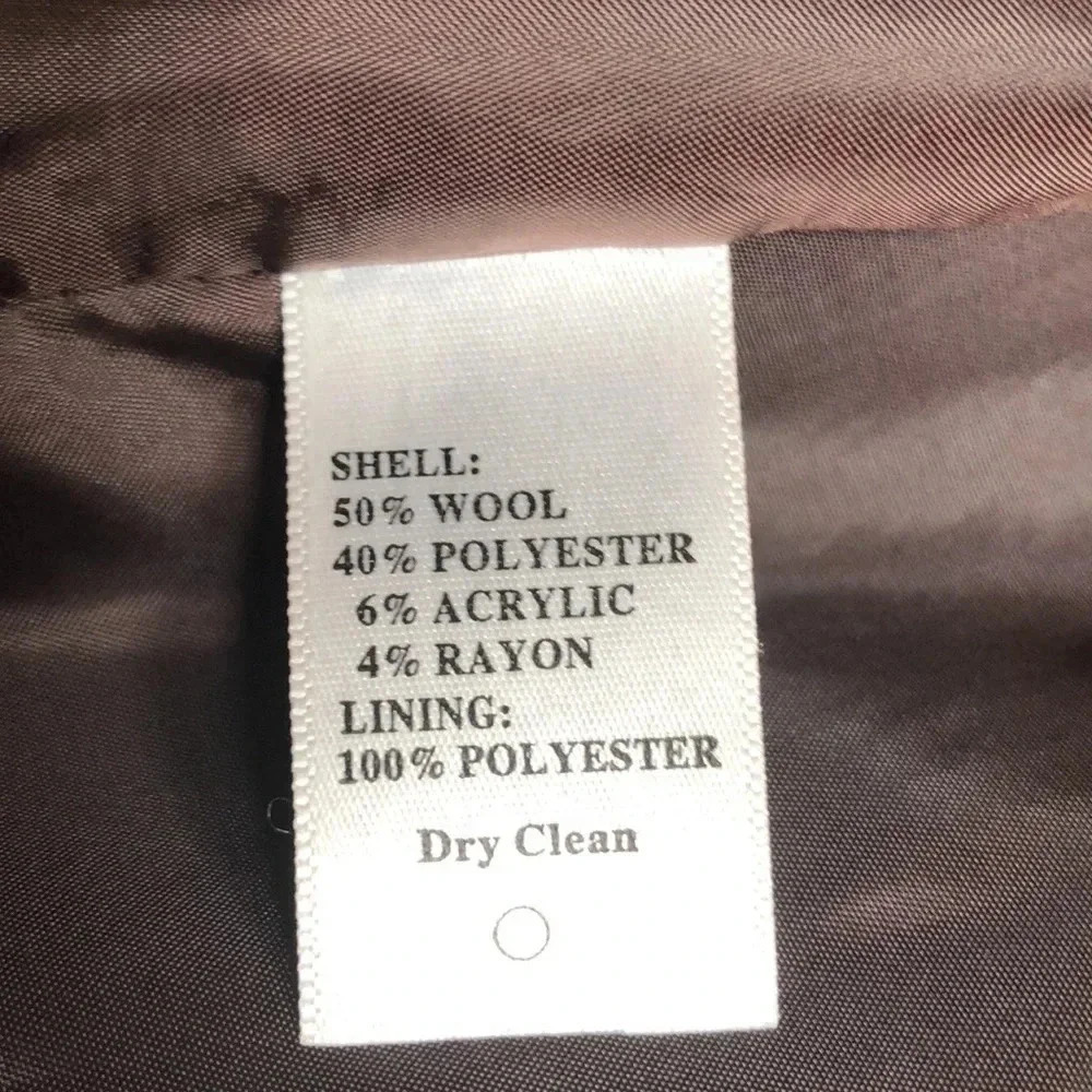 Oleg Cassini Brown Wool Blend Coat. Size 16 - Picture 6 of 7